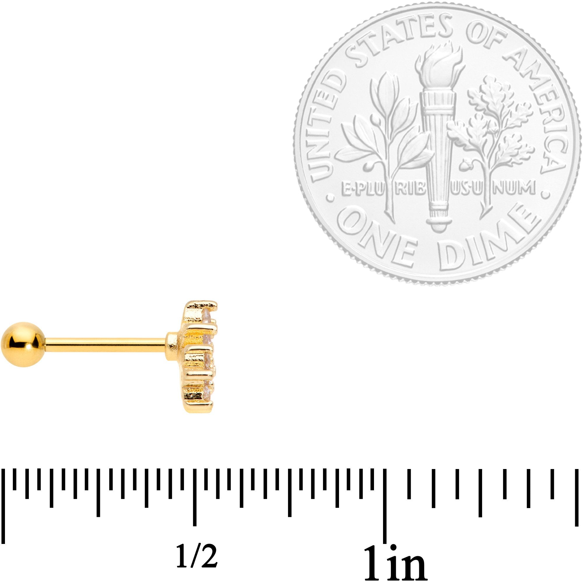 16G 5/16 Clear CZ Gold Tone Flowers Cartilage Tragus Earring