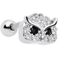 18G 5/16 Clear CZ Gem Wise Owl Cartilage Tragus Earring
