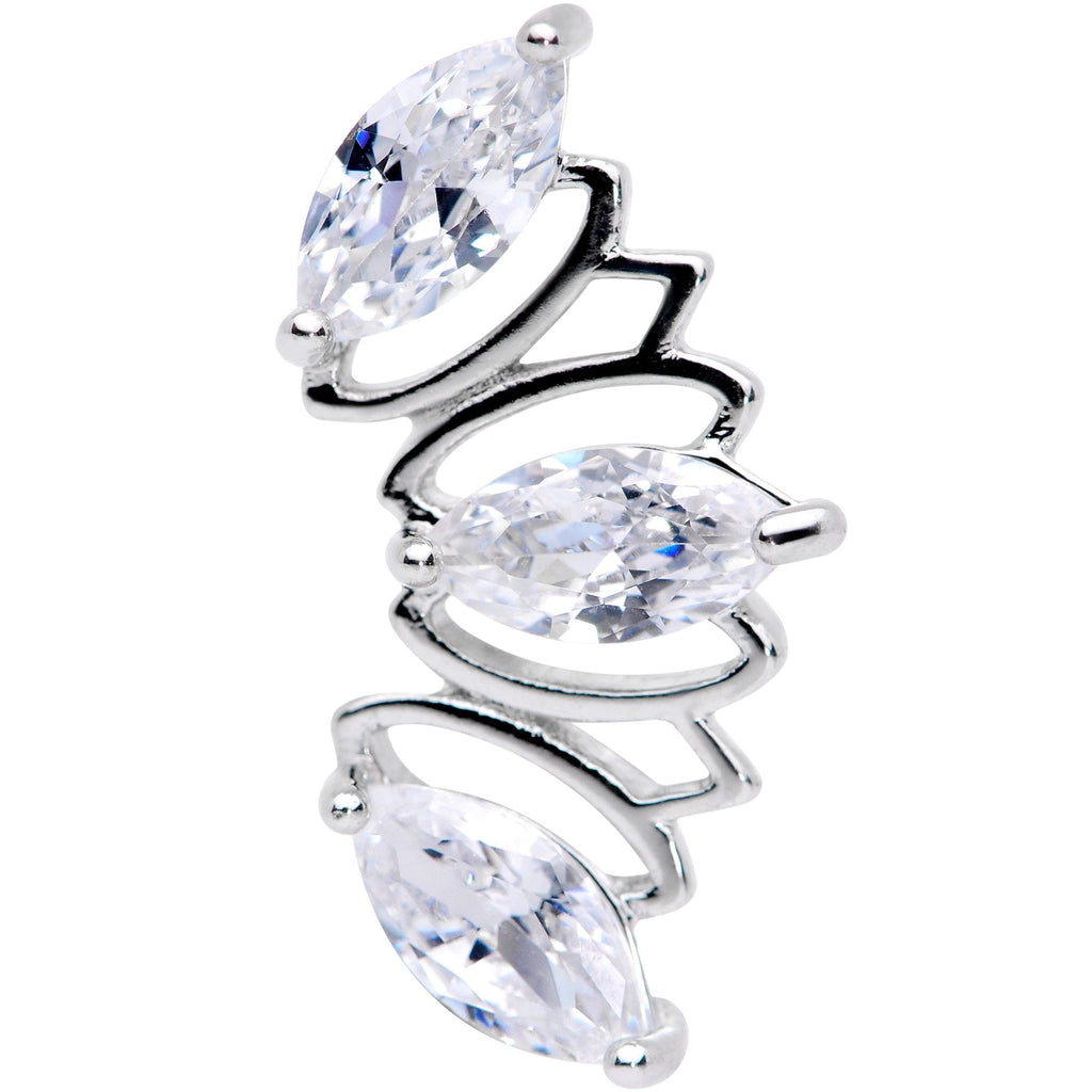 18G 5/16 Clear CZ Gem Geometric Crest Cartilage Tragus Earring