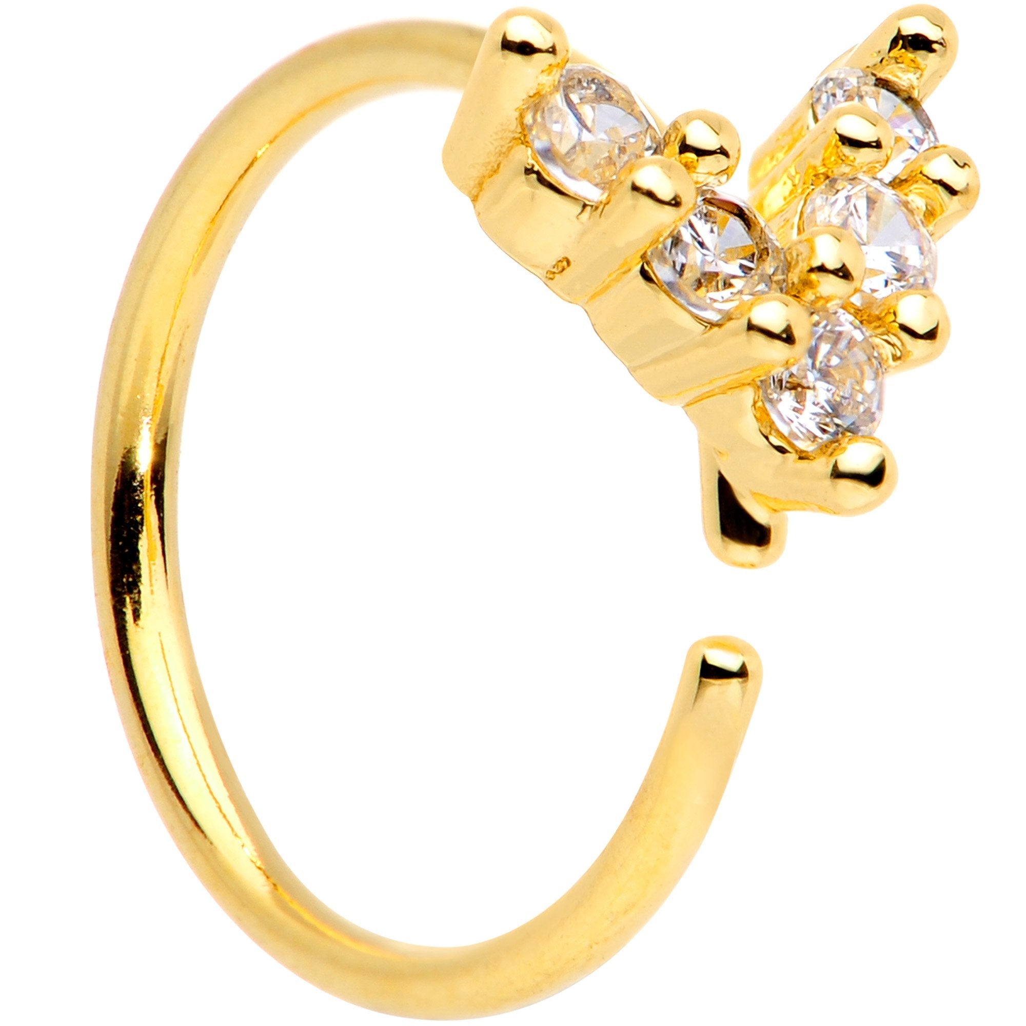 20G 5/16 Clear CZ Gem Gold Tone Arrowhead Seamless Circular Ring