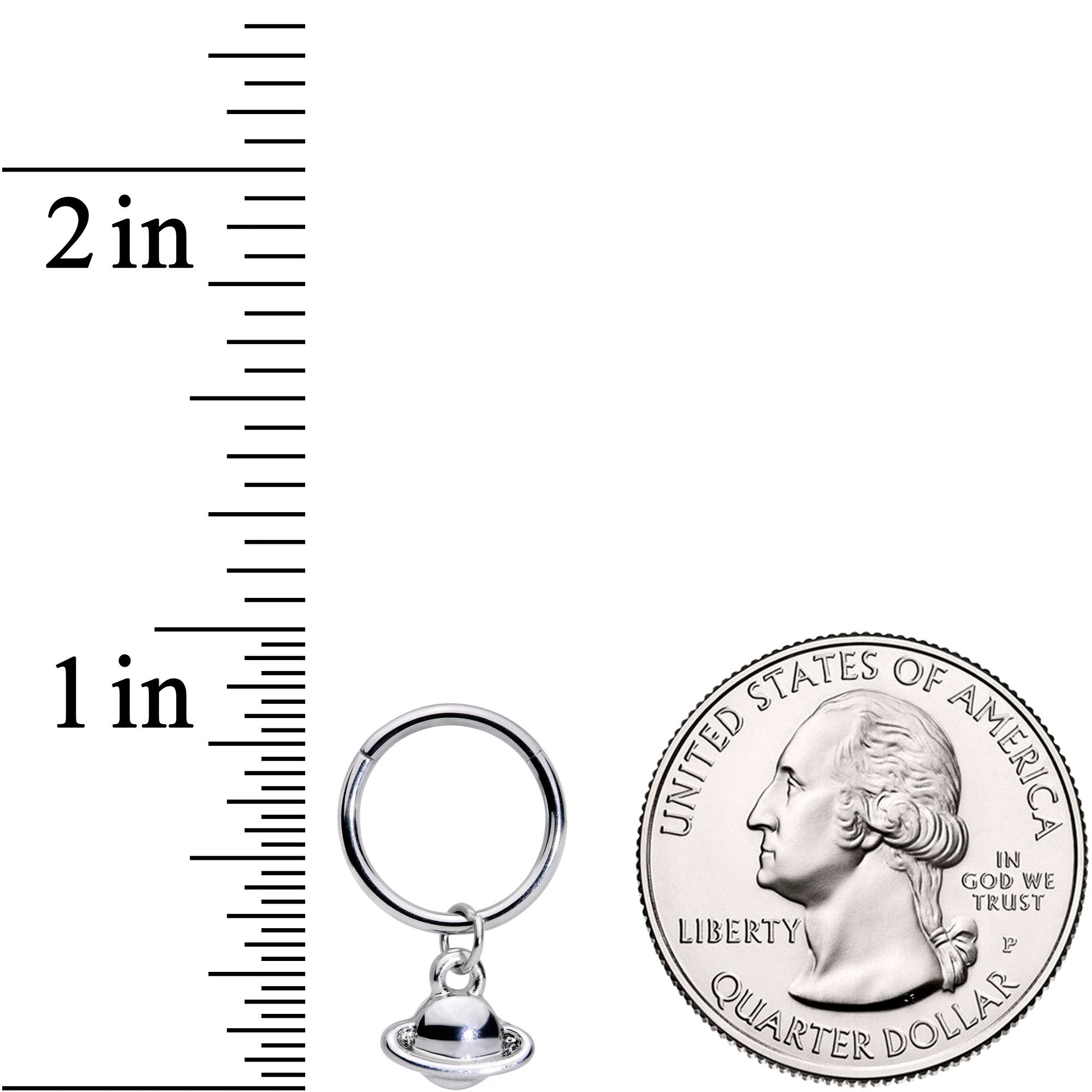 16G 3/8 Ringed Planet Saturn Dangle Hinged Segment Ring