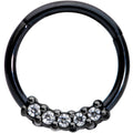 16G 3/8 Clear CZ Gem Black Hinged Segment Ring