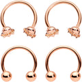 14G Rose Gold Tone Outer Space UFO Horseshoe Nipple Ring Set of 4