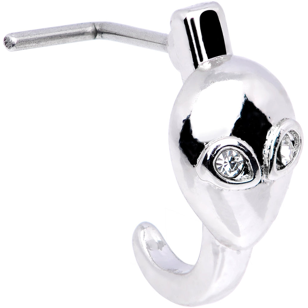20G Clear Gem Alien Invader Faux Hoop L Shaped Nose Ring