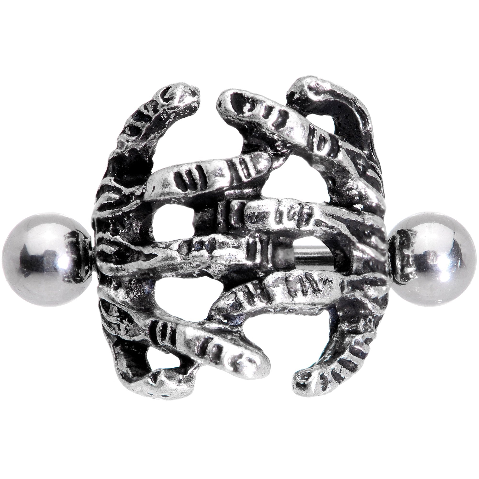 16G 7/16 Scary Halloween Skeleton Hands Cartilage Cuff