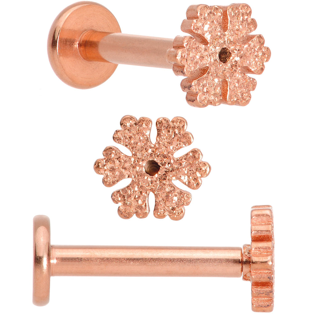 16G 5/16 Gem Rose Gold Tone Holiday Cartilage Tragus Earring Set of 3