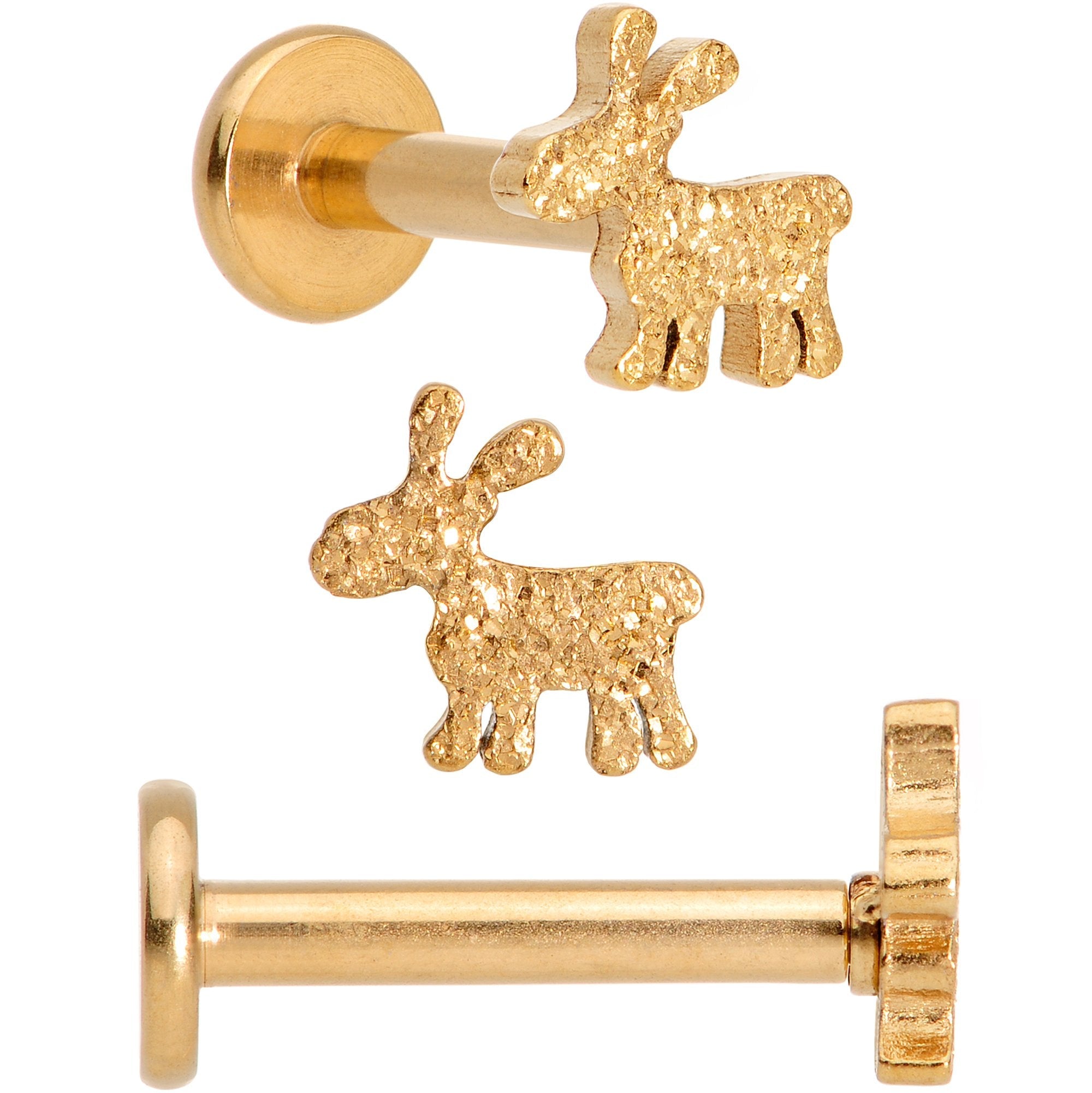 16G 5/16 Gem Gold Tone Holiday Cartilage Tragus Earring Set of 3
