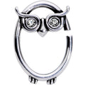 16G 3/8 Clear Cubic Zirconia Wise Old Right Owl Closure Ring