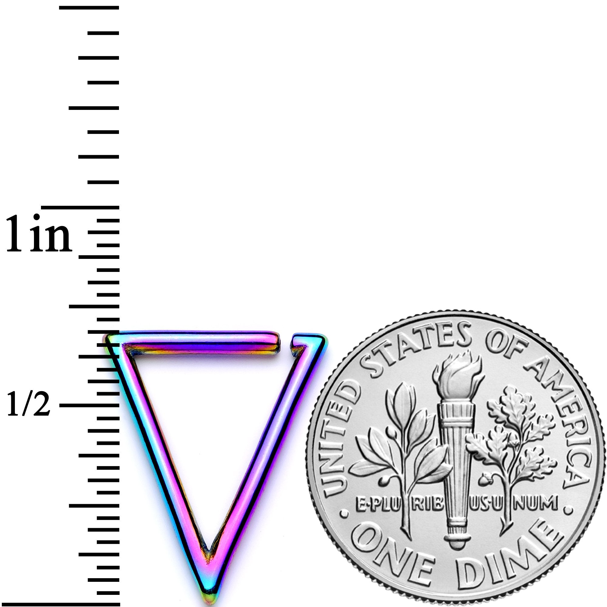 16G 5/16 Rainbow Geometric Triangle Closure Ring