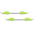 14G 9/16 Glow in the Dark Green Leaf Barbell Nipple Rings