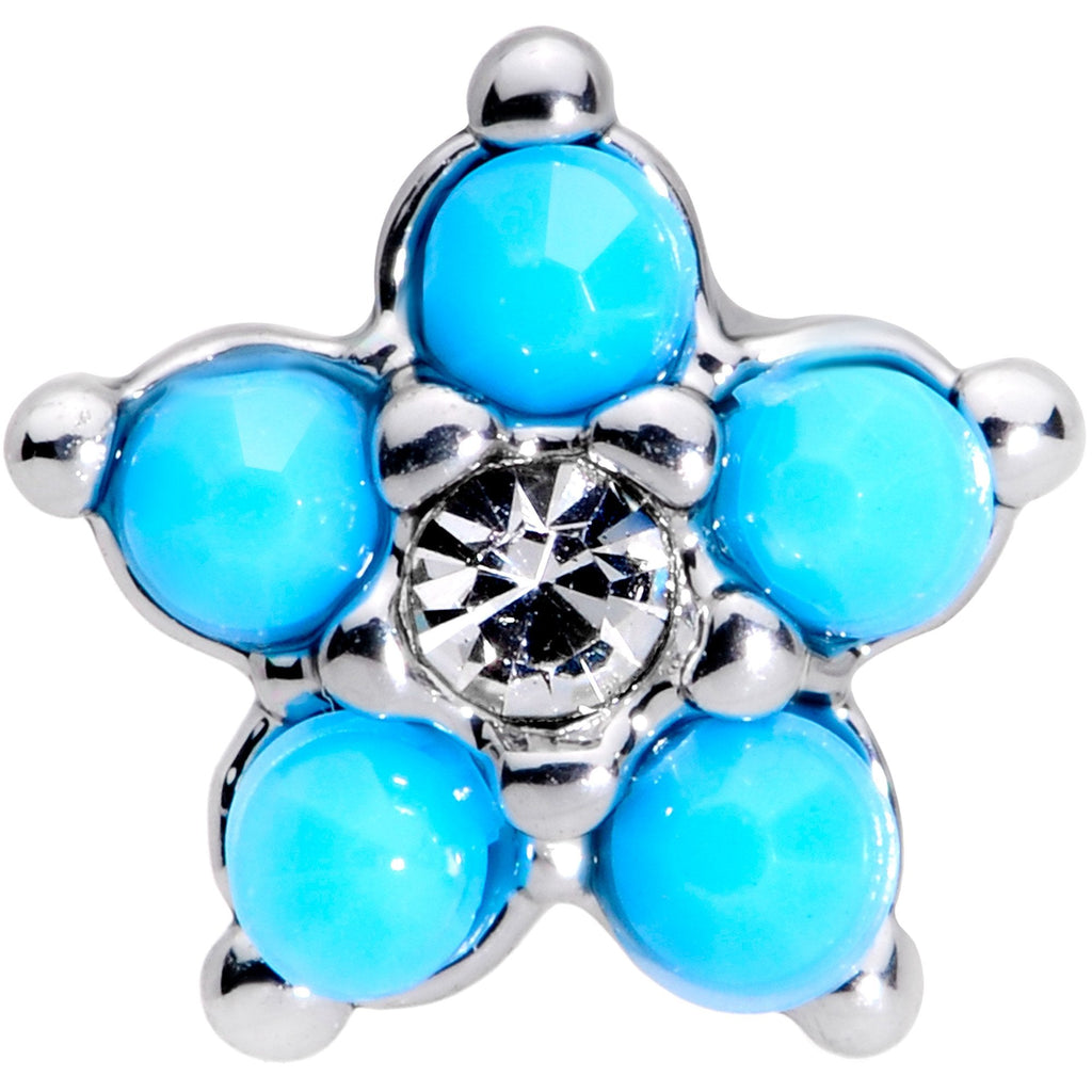 16G 5/16 CZ Gem Faux Turquoise Flower Internally Threaded Labret