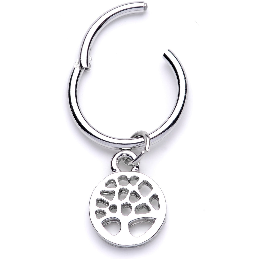 16G 3/8 Tree of Life Dangle Hinged Segment Ring