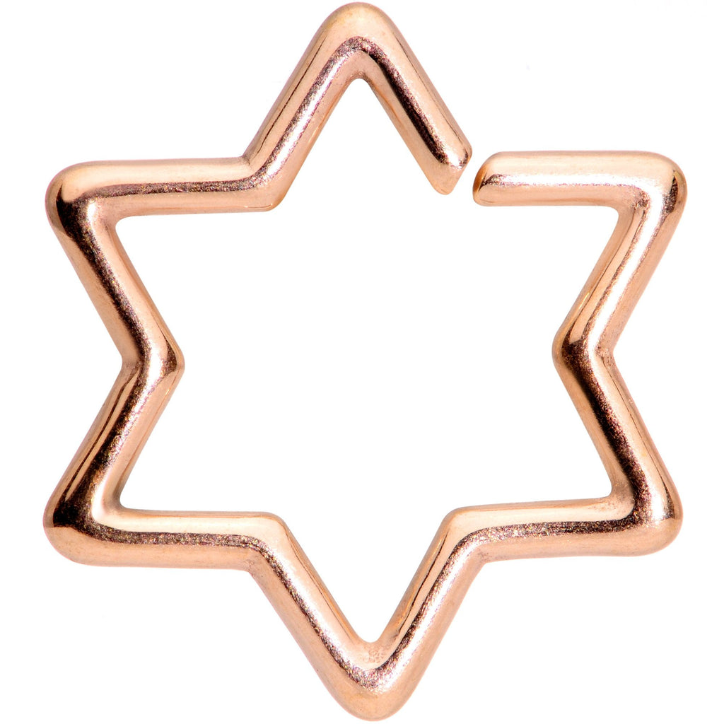 16G 3/8 Rose Gold Tone Hexagram Star of David Closure Ring