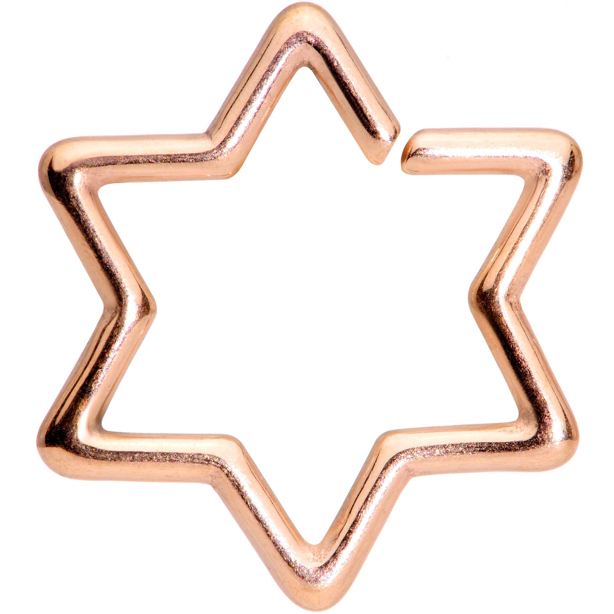 16G 3/8 Rose Gold Tone Hexagram Star of David Closure Ring