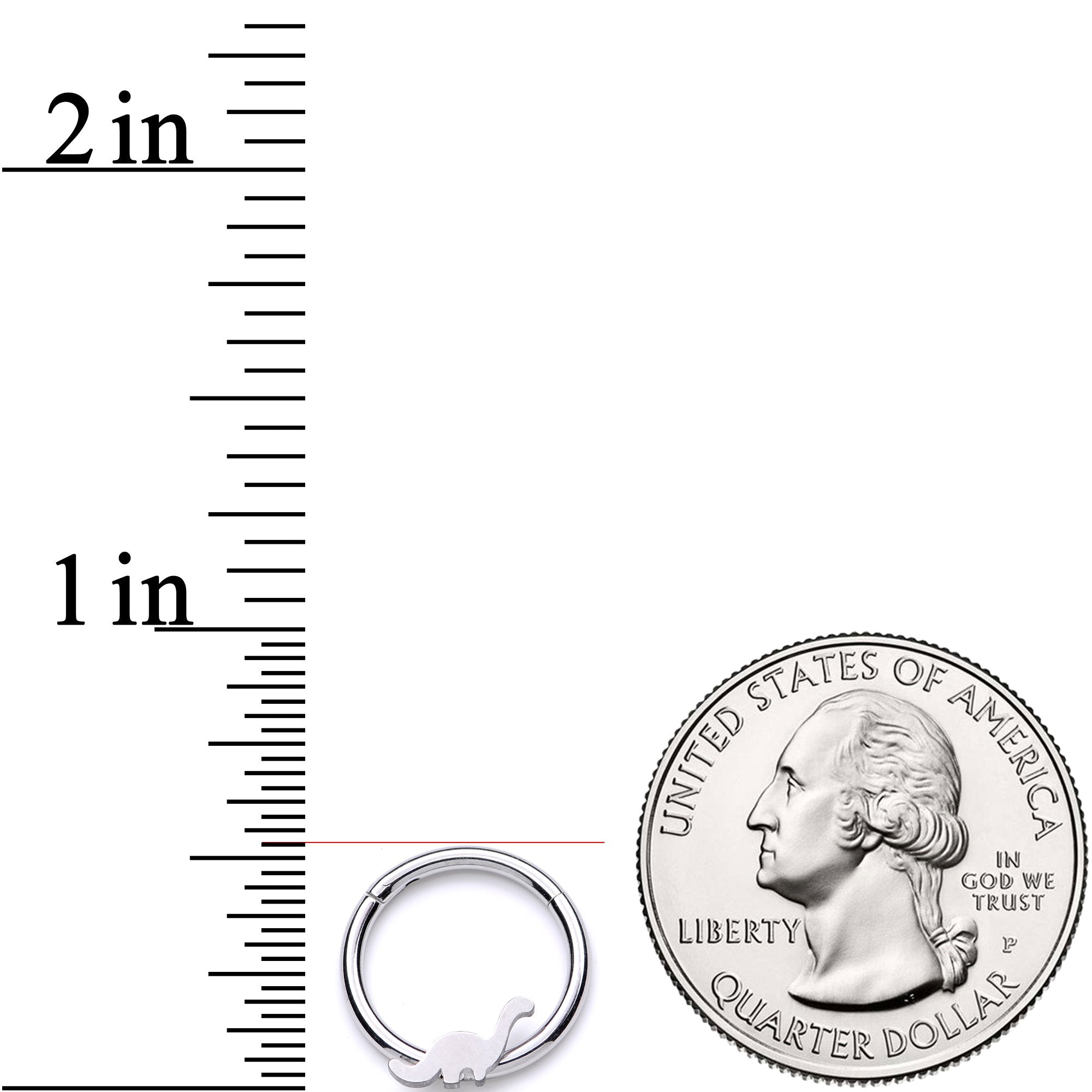 16G 3/8 Itty Bitty Brontosaurus Dinosaur Hinged Segment Ring