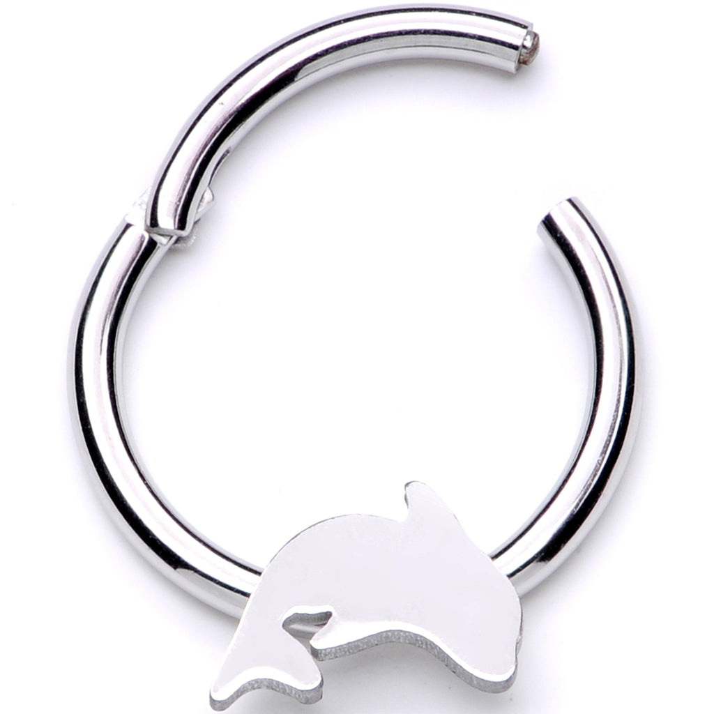 16G 3/8 Leaping Dolphin Hinged Segment Ring
