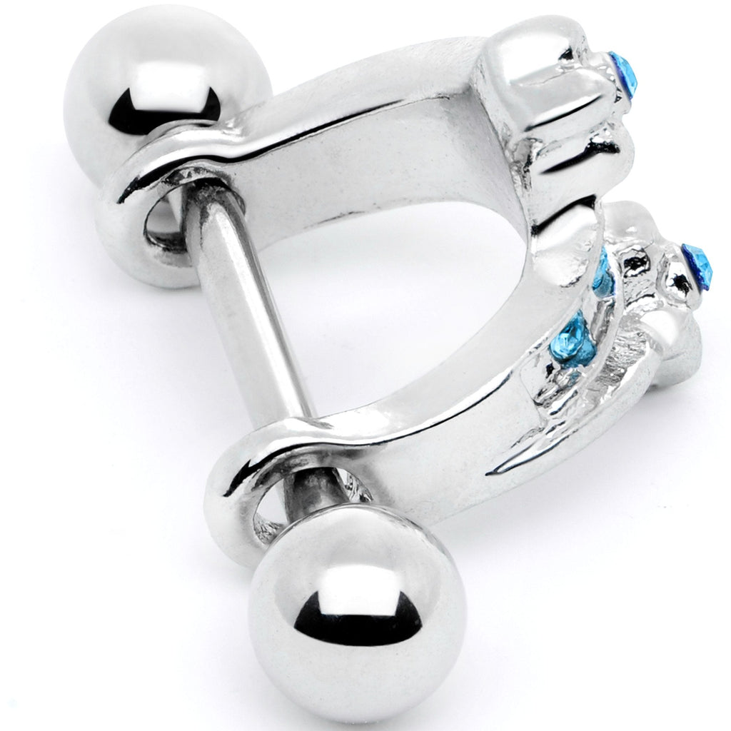 16G 1/2 Blue Gem Cross Crown Cartilage Cuff