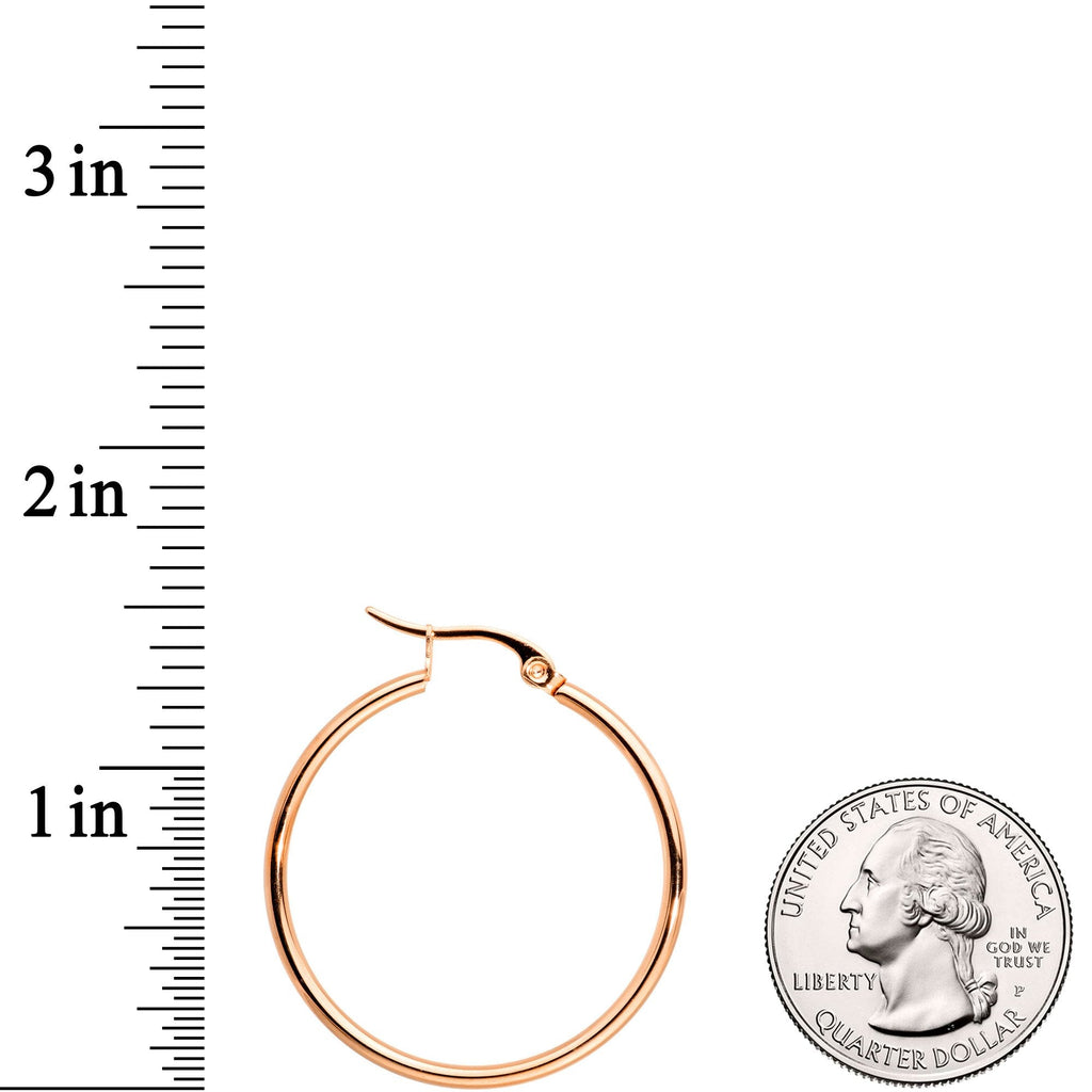 30mm Rose Gold Tone PVD Stainless Steel Hoop Earrings