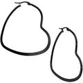 50mm Black Tone PVD Stainless Steel Heart Hoop Earrings