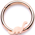 16G 3/8 Rose Gold Tone Tiny Dinosaur Hinged Segment Ring