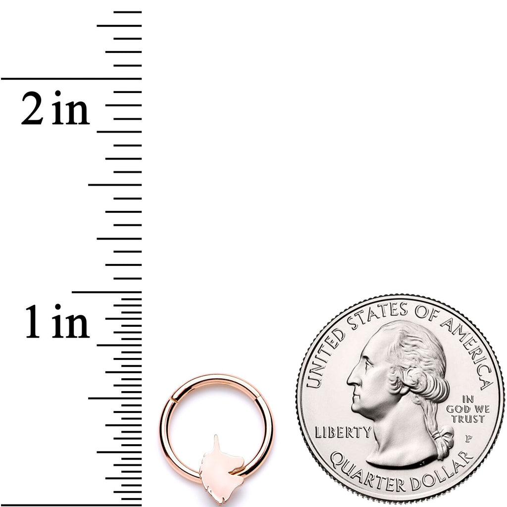 16G 3/8 Rose Gold Tone Unicorn Hinged Segment Ring