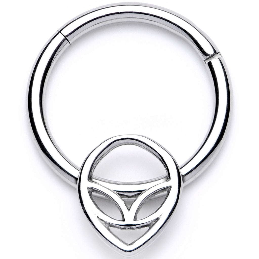 16G 3/8 Happy Smiling Alien Hinged Segment Ring