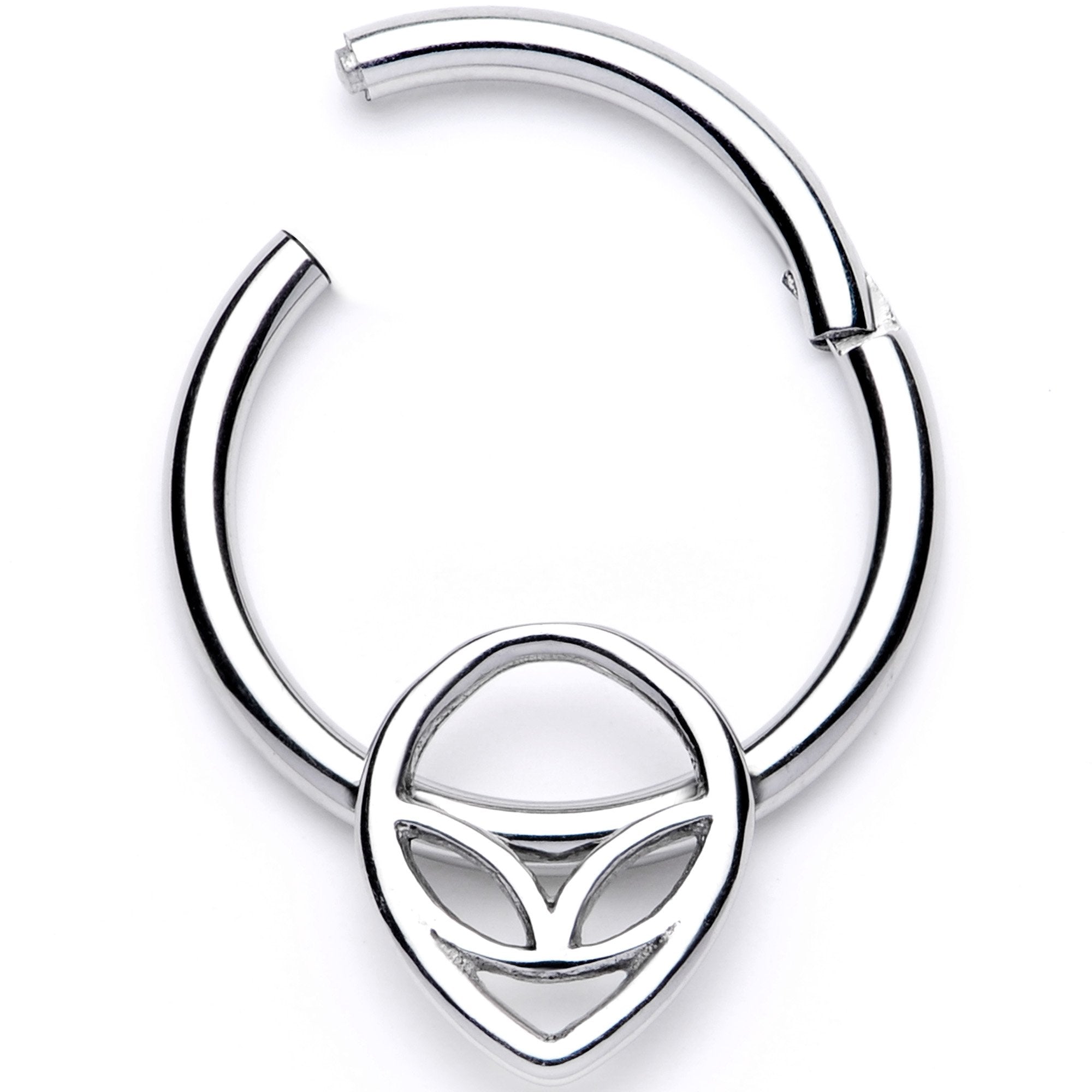 16G 3/8 Happy Smiling Alien Hinged Segment Ring