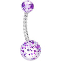 Clearly Coiled Purple Glitter Explosion Twisted Belly Ring