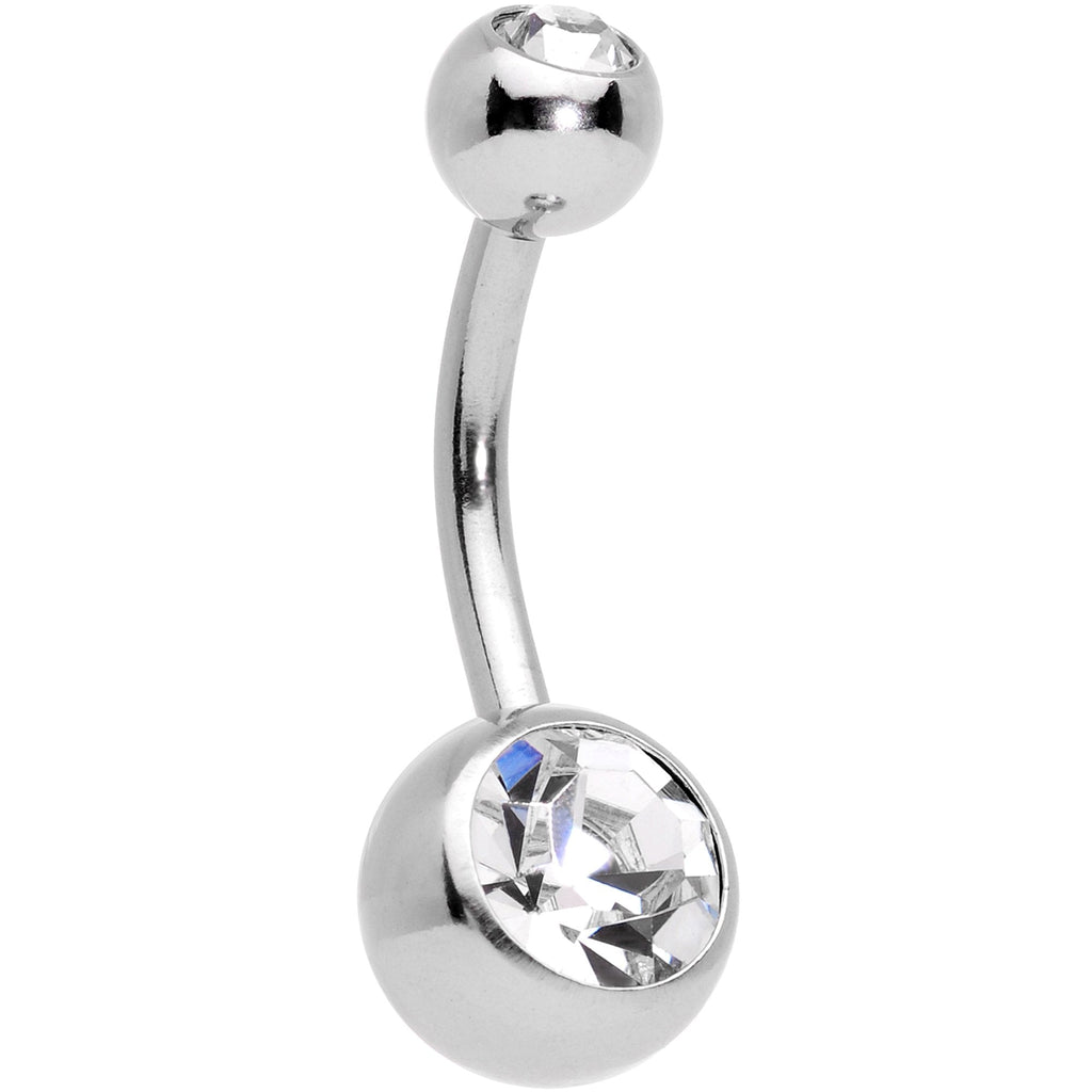 Clear Gem Blue Faux Druzy Gold Tone Belly Ring Set of 4