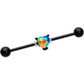 14G Aurora Gem Black Love Me Heart Industrial Barbell 38mm