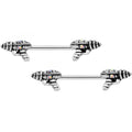 14G 9/16 Aurora Gem Mystery Ray Gun Barbell Nipple Ring Set