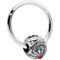16G 3/8 Red Gem Sumptuous Abstract Bead Hinged Segment Ring