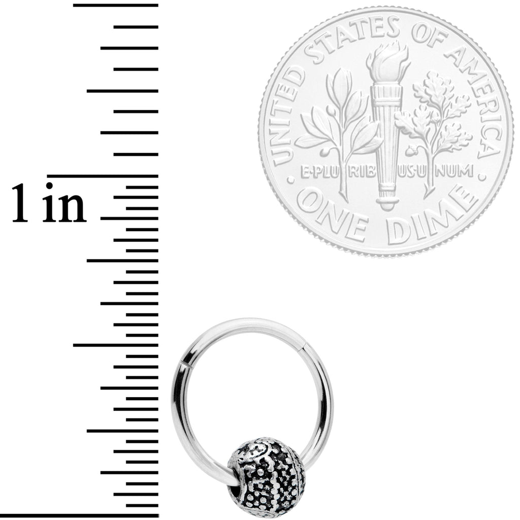 16G 3/8 Tiny Texture Pattern Bead Hinged Segment Ring