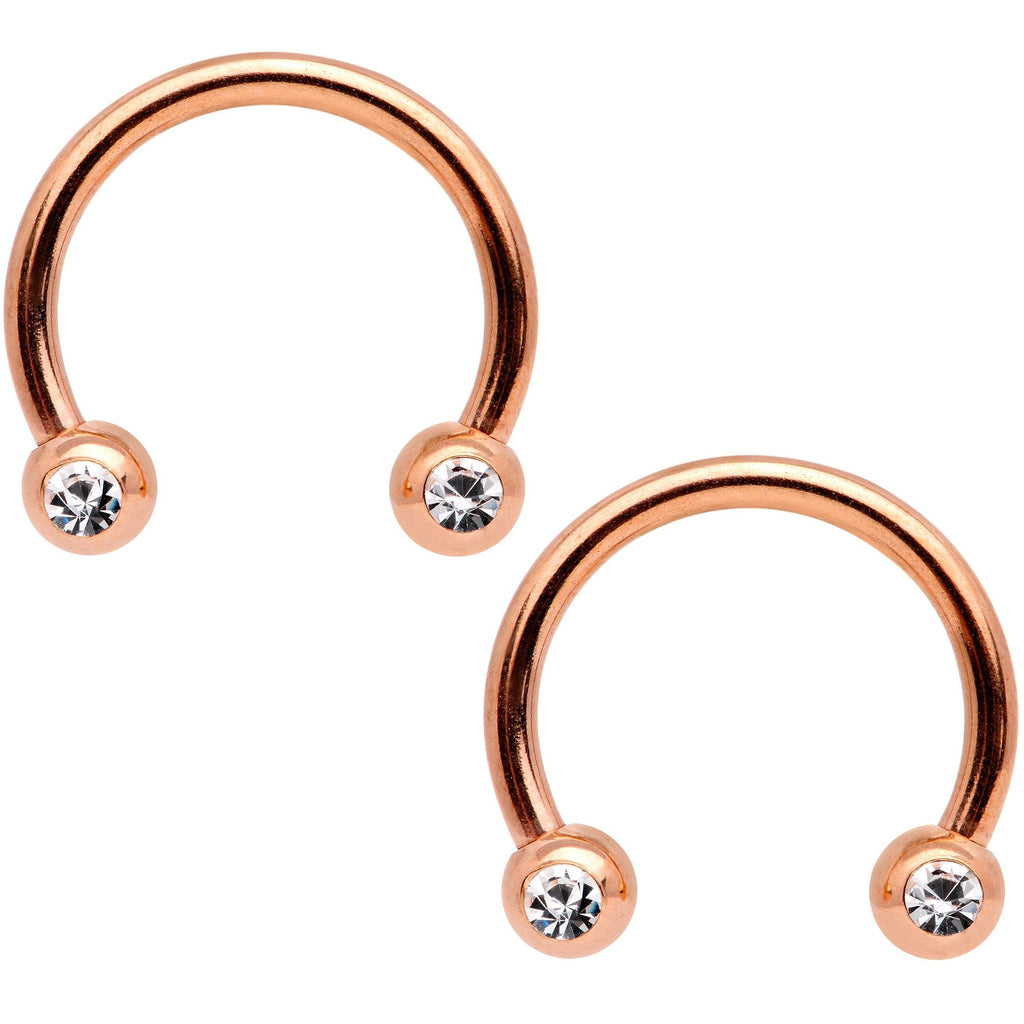 14G White Faux Opal Rose Gold Tone Sun Moon Nipple Ring Set of 4