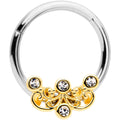 16G 3/8 Clear CZ Gem Abstract Scrolls Hinged Septum Segment Ring