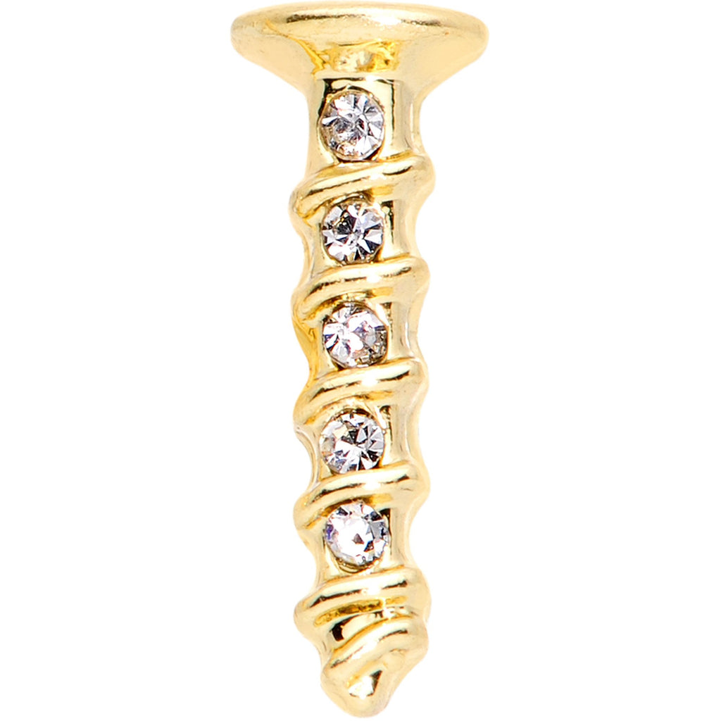 16G 1/4 Clear Gem Gold Tone Screw Cartilage Tragus Earring
