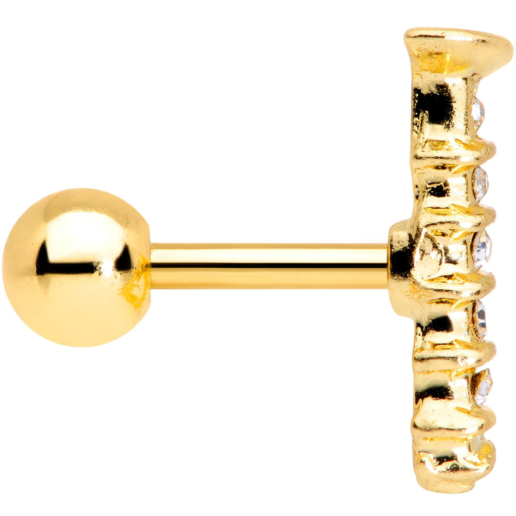 16G 1/4 Clear Gem Gold Tone Screw Cartilage Tragus Earring