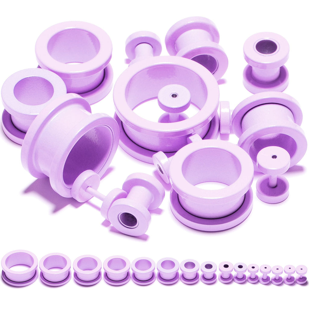 Sweet Pastel Purple Screw Fit Tunnel Plug Set 16G to 19mm