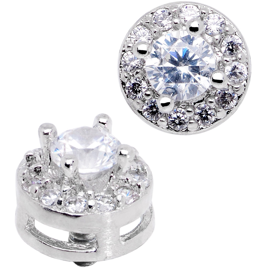 14G Clear CZ Gem Two Tier Externally Threaded Dermal Anchor Top