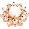 14G White Faux Opal Rose Gold Tone Floral Glam Dermal Anchor Top