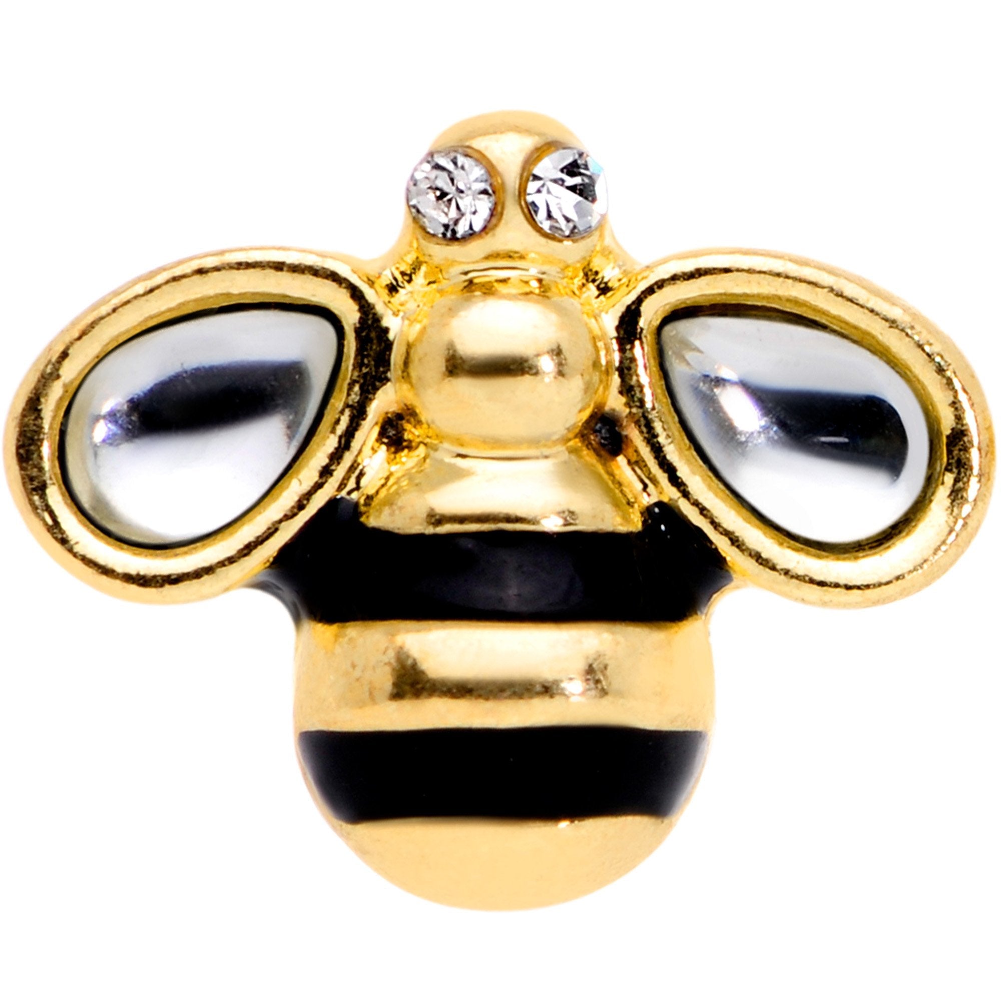 16G 1/4 Clear Gem Gold Tone Bling Bumblebee Cartilage Tragus