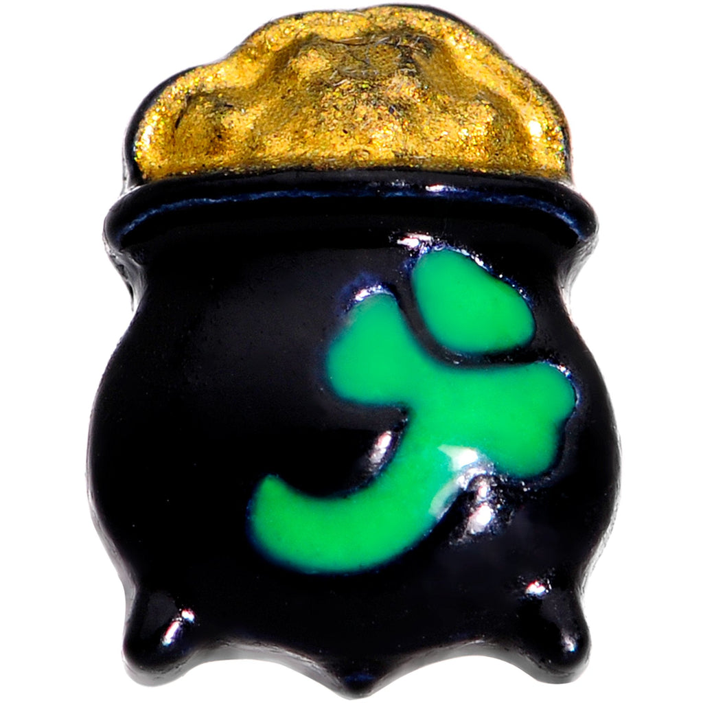 16G 1/4 Pot of Gold St Patricks Day Cartilage Tragus Earring