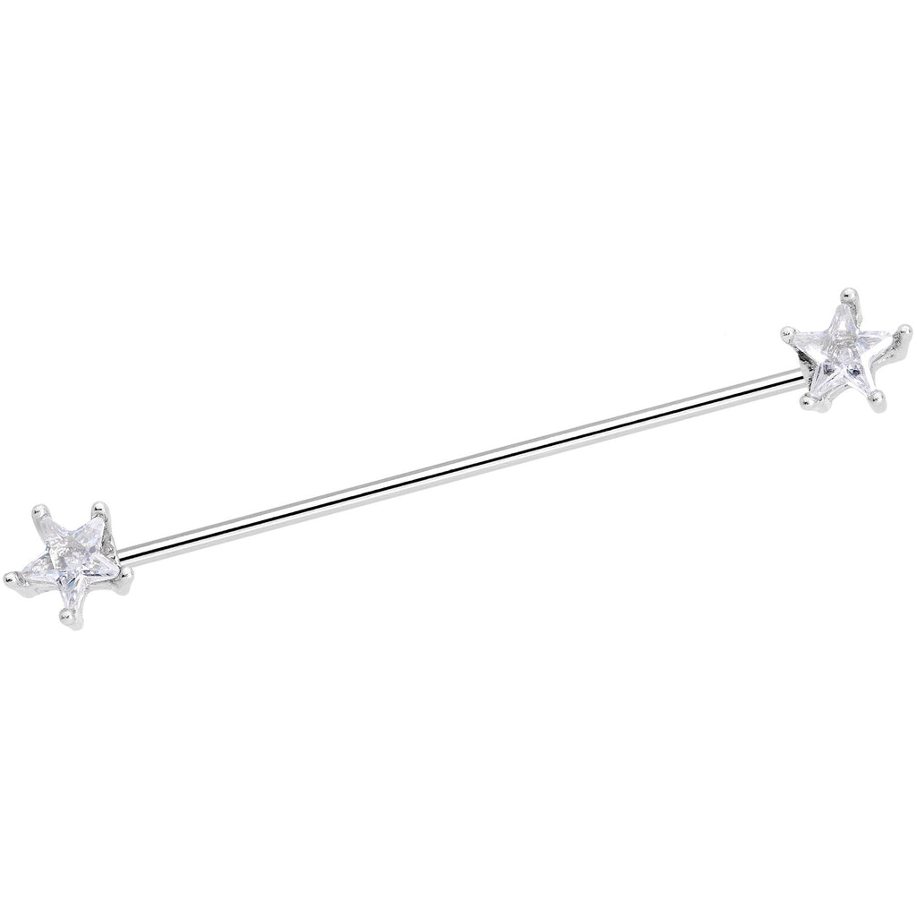 16G Clear Blue CZ Gem Stars Industrial Barbell Bonus Pack Set