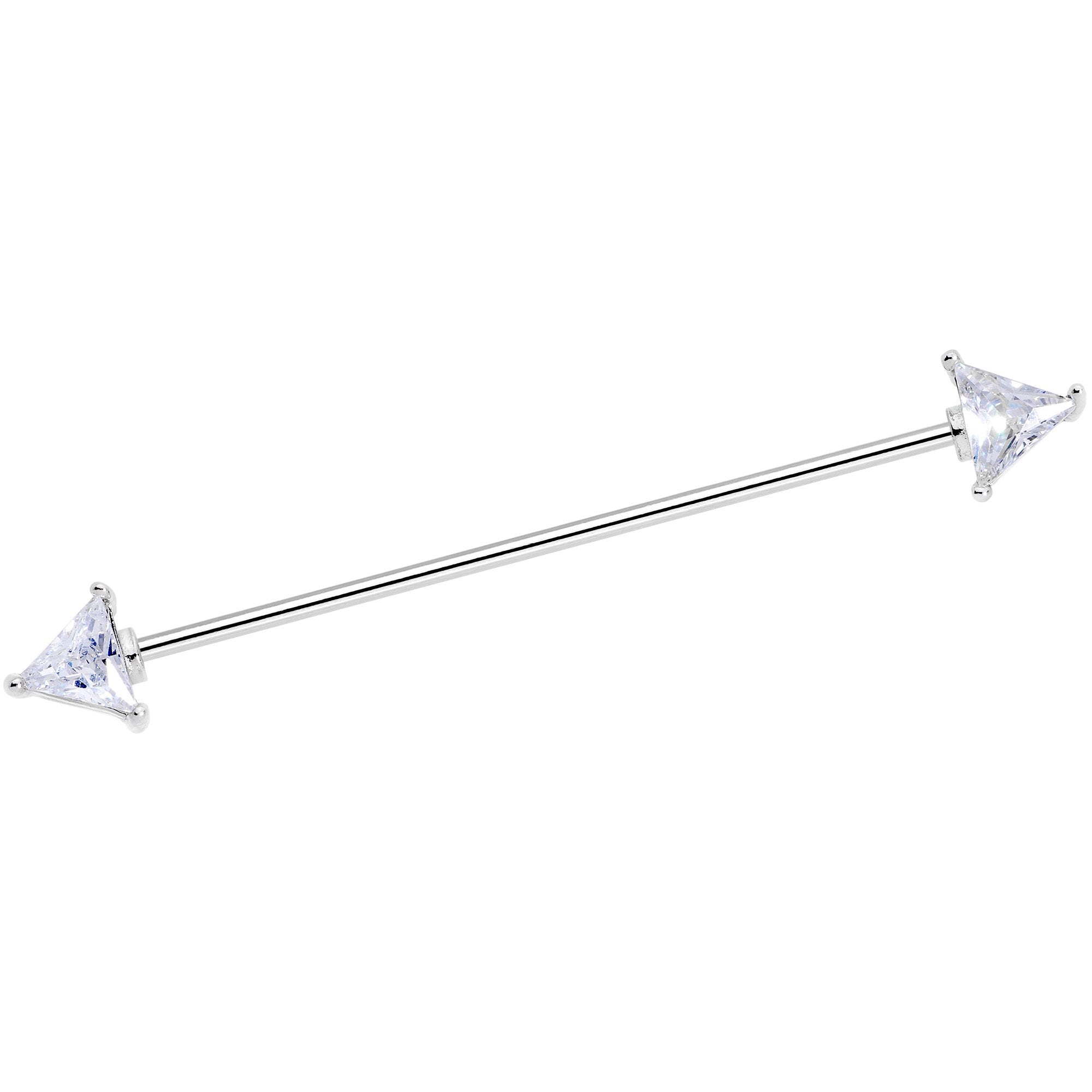 16G Black Clear Gem Love Triangles Industrial Barbell Bonus Pack Set