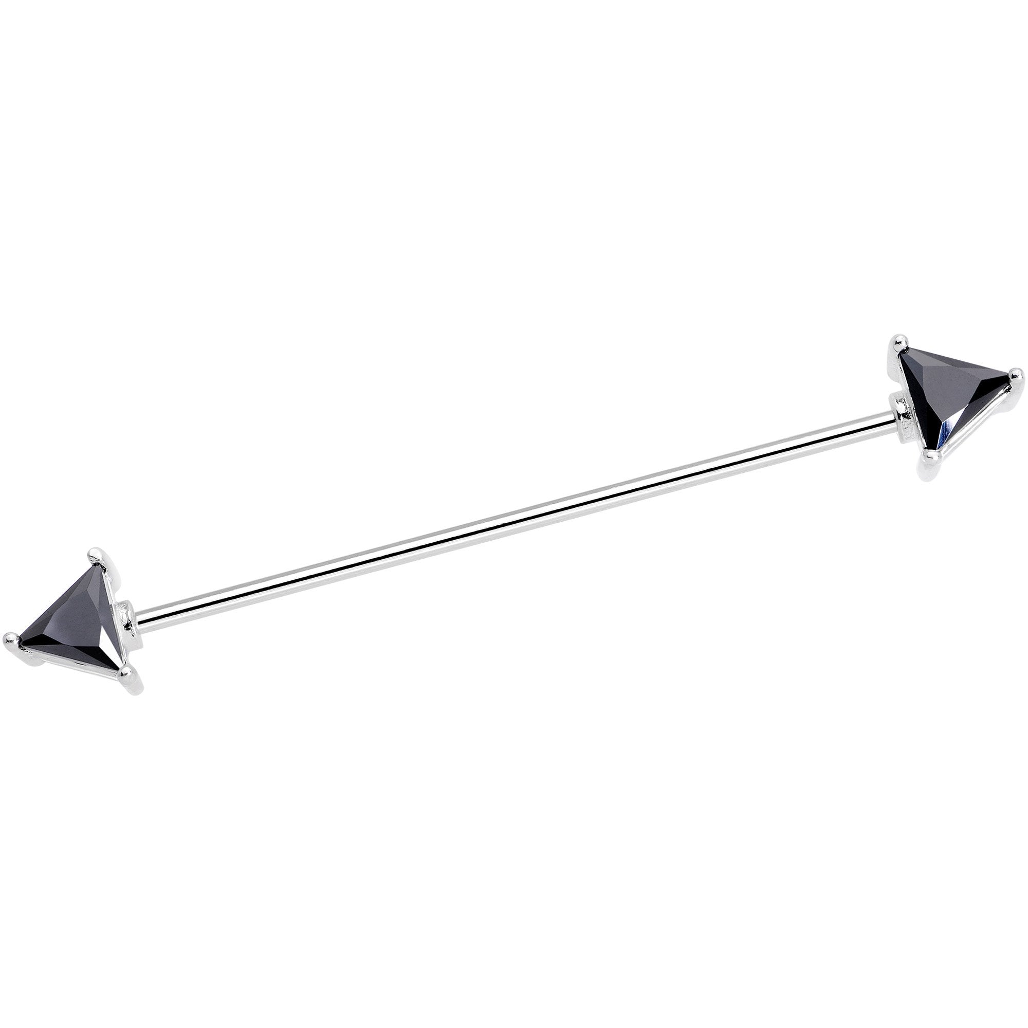 16G Black Clear Gem Love Triangles Industrial Barbell Bonus Pack Set