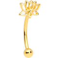 16G 3/8 Gold Tone Anodized Loopy Lotus Flower Curved Eyebrow Ring