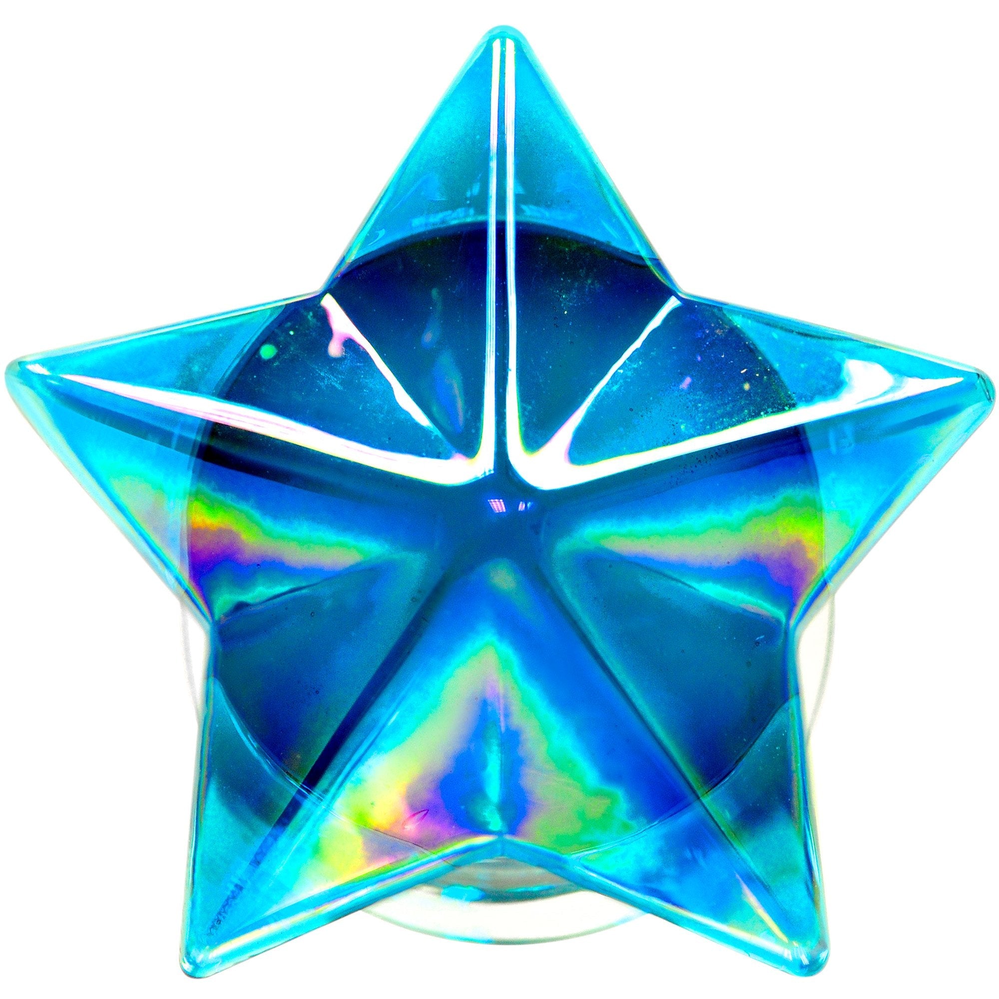 2G Blue Aurora Glass Faceted Star Double Flare Plug Set 6mm to 16mm Sizes