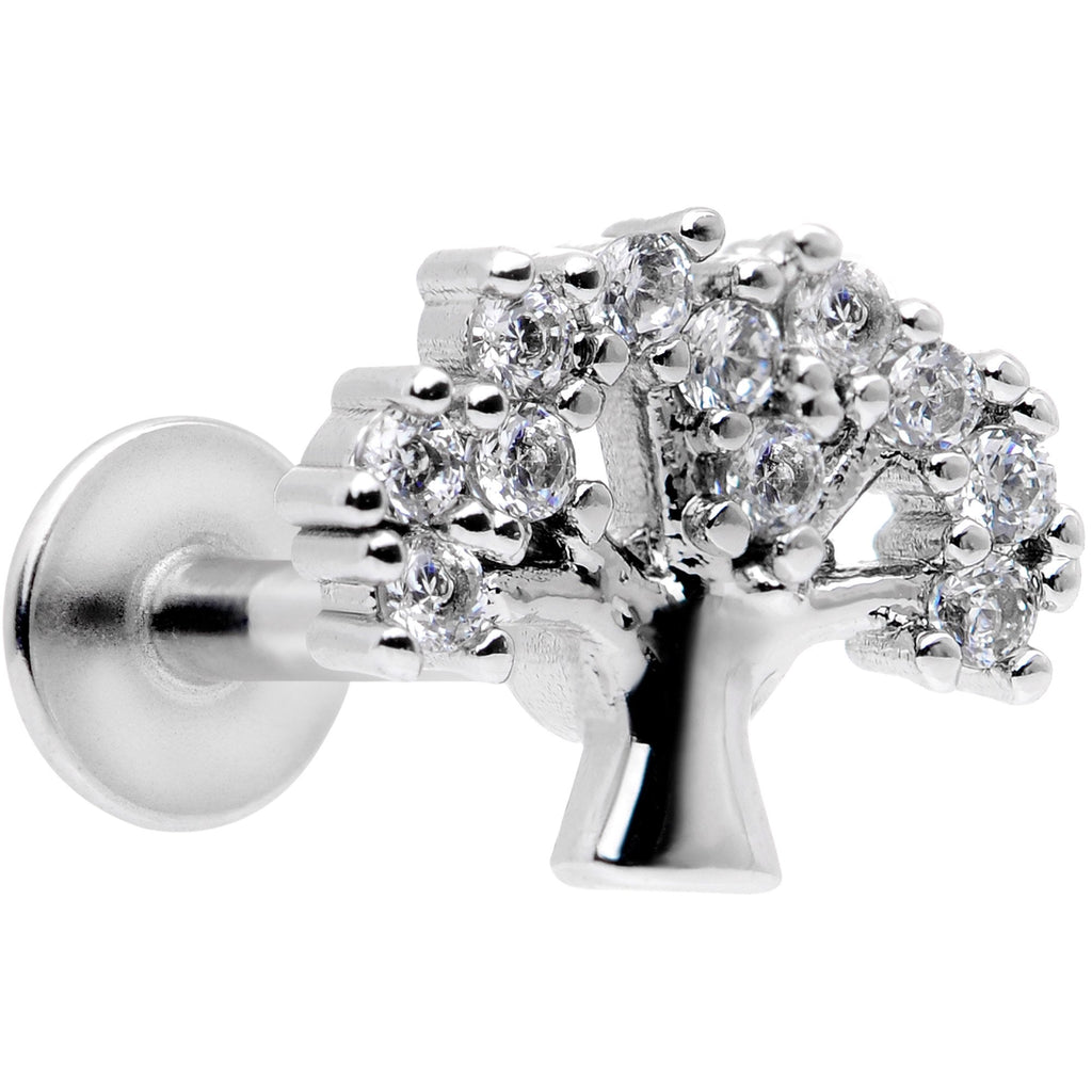 16G 5/16 Clear CZ Gem Tree of Life Labret Monroe Tragus