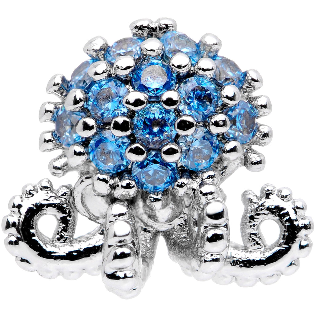 16G 5/16 Blue CZ Gem Ocean Jellyfish Labret Monroe Tragus