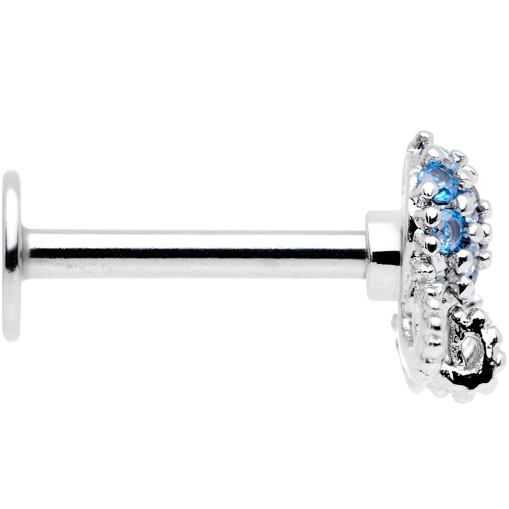 16G 5/16 Blue CZ Gem Ocean Jellyfish Labret Monroe Tragus